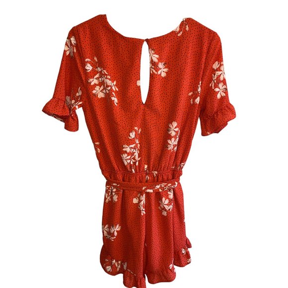One Clothing Los Angeles Red White Floral Romper Women's XS - Picture 7 of 13
